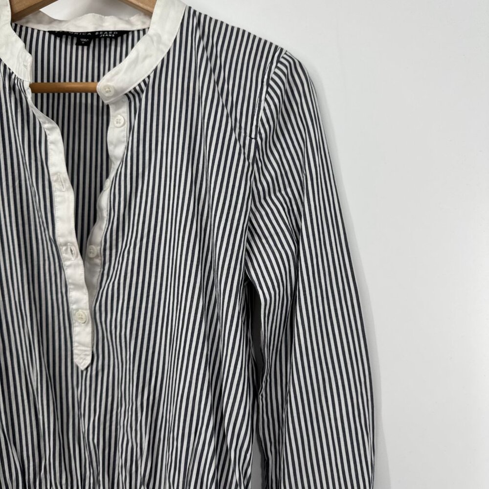 Veronica Beard Everett Gray Striped Ruched Long Sleeve Dress Size S - Picture 6 of 14